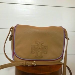 ‼️SOLD‼️Tory Burch Harper Stripe Leather Messenger Bag